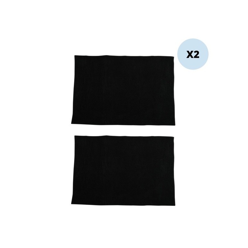 Set of 2 Microfiber bath mat CHENILLE 40x60cm Black MSV