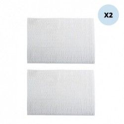 Juego de 2 alfombras de baño CHENILLE Microfibra 50x80cm Blanco MSV