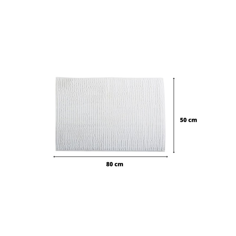 Set of 2 Microfiber bath mat CHENILLE 50x80cm White MSV
