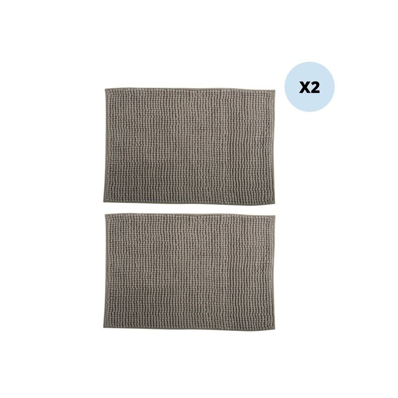 MSV 2er Set Badematte CHENILLE Mikrofaser 50x80cm Beige