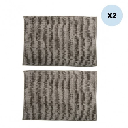 Lot de 2 tapis de bain CHENILLE 50x80 Beige MSV