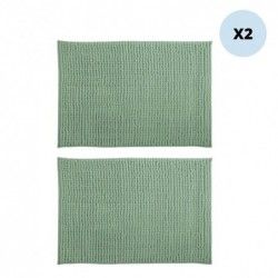 MSV 2er Set Badematte CHENILLE Mikrofaser 50x80cm Basil Green