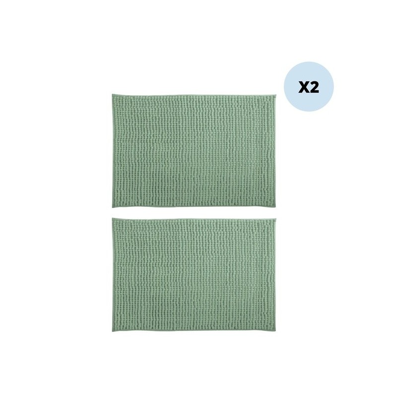 Set of 2 Microfiber bath mat CHENILLE 50x80cm Basil Green MSV