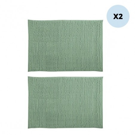 Lot de 2 tapis de bain CHENILLE 50x80 Vert Basil MSV