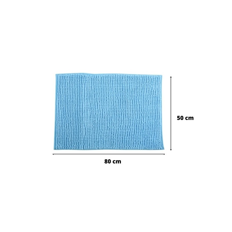MSV 2er Set Badematte CHENILLE Mikrofaser 50x80cm Hellblau