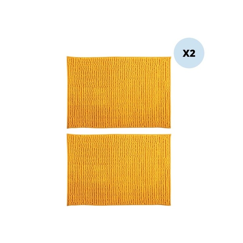 Juego de 2 alfombras de baño CHENILLE Microfibra 50x80 cm Azafrán MSV