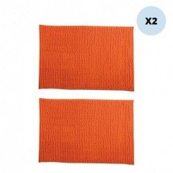 Juego de 2 alfombras de baño CHENILLE Microfibra 50x80cm Naranja MSV