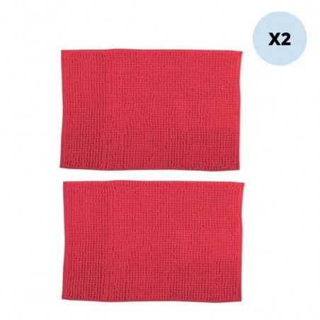Set of 2 Microfiber bath mat CHENILLE 50x80cm Red MSV