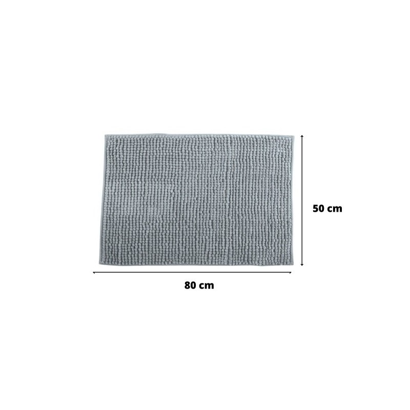 Lot de 2 Tapis de bain Microfibre CHENILLE 50x80cm Gris clair MSV