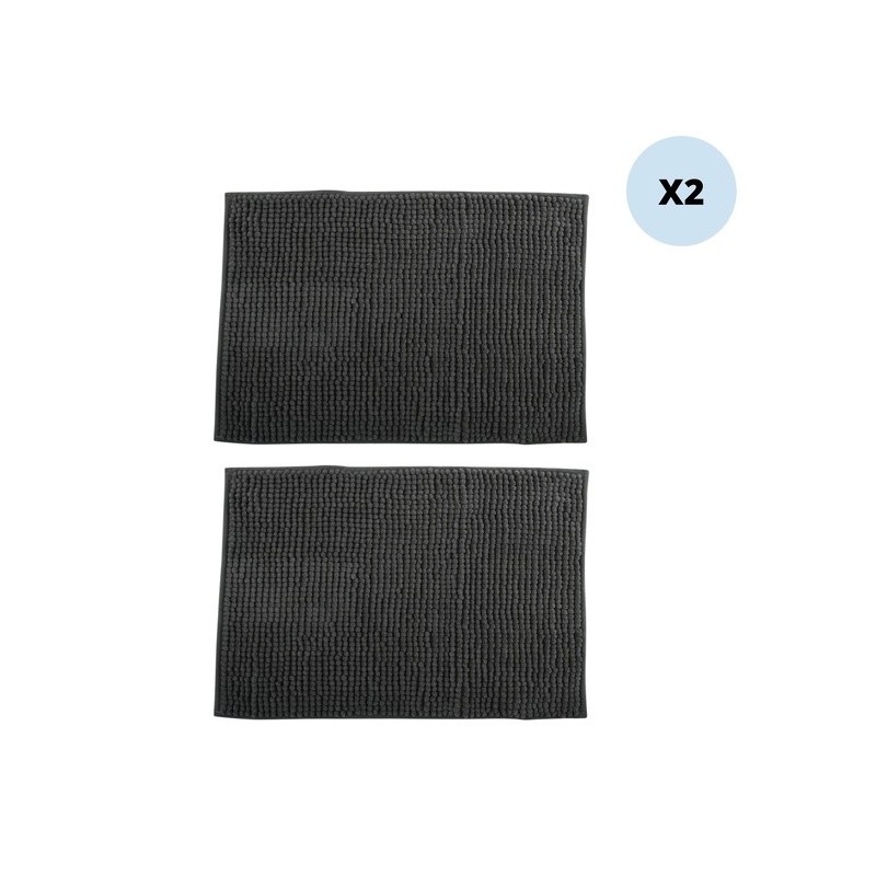 Set of 2 Microfiber bath mat CHENILLE 50x80cm Dark Gray MSV