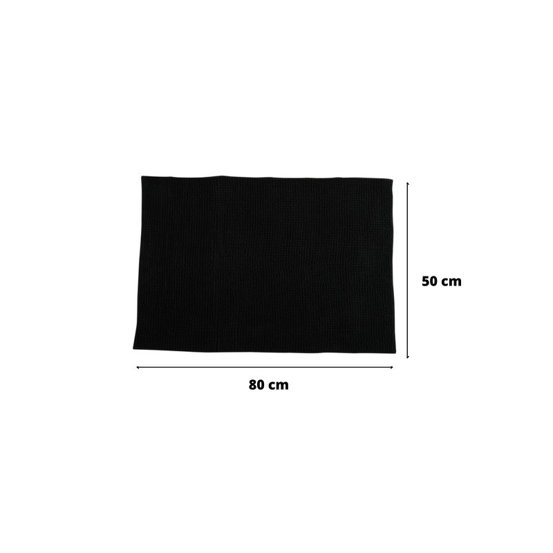 Lot de 2 Tapis de bain Microfibre CHENILLE 50x80cm Noir MSV