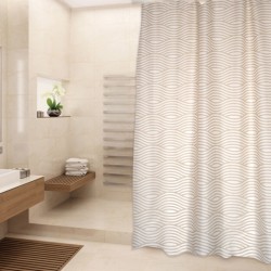 Cortina de ducha Poliéster WAVE 180x200cm CALIDAD PREMIUM Beige - Anillas incluidas MSV