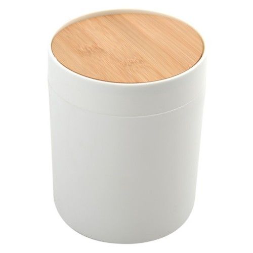 Poubelle à bascule de salle de bain PP & Bambou ALAIS 2,5L Blanc Spirella