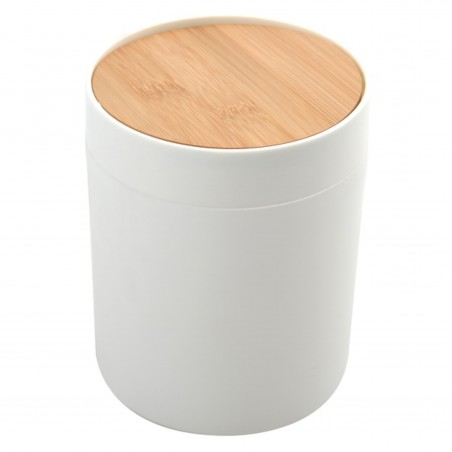 PP & Bamboo ALAIS 2.5L White Spirella Bathroom Tilting Bin