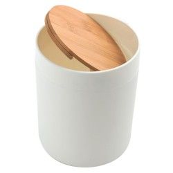 Poubelle à bascule de salle de bain PP & Bambou ALAIS 2,5L Blanc Spirella