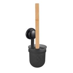 Scopino WC con supporto MEGA SUCTION Bamboo & Steel Nero opaco MSV