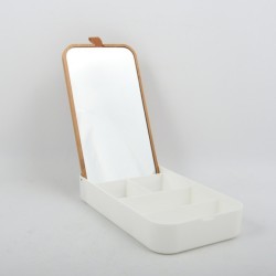 Spirella Mirror & Jewelry Box Rectangular Bamboo & PS ALAIS White