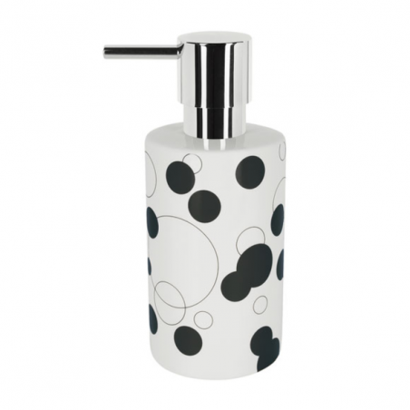 Distributeur de savon Porcelaine TUBE BUBBLES Noir & Blanc Spirella