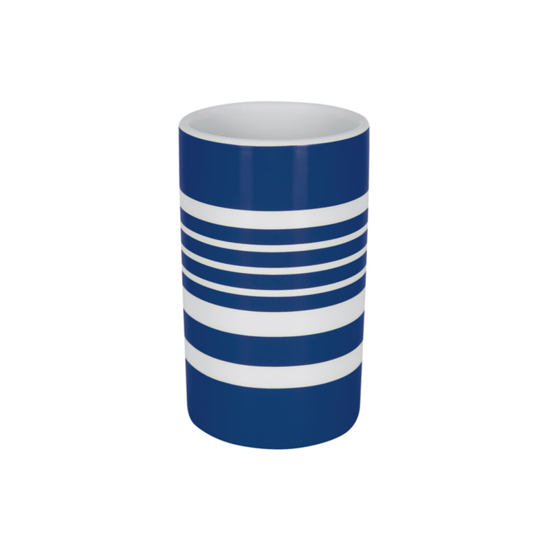 Gobelet Porcelaine TUBE-STRIPES Bleu Spirella