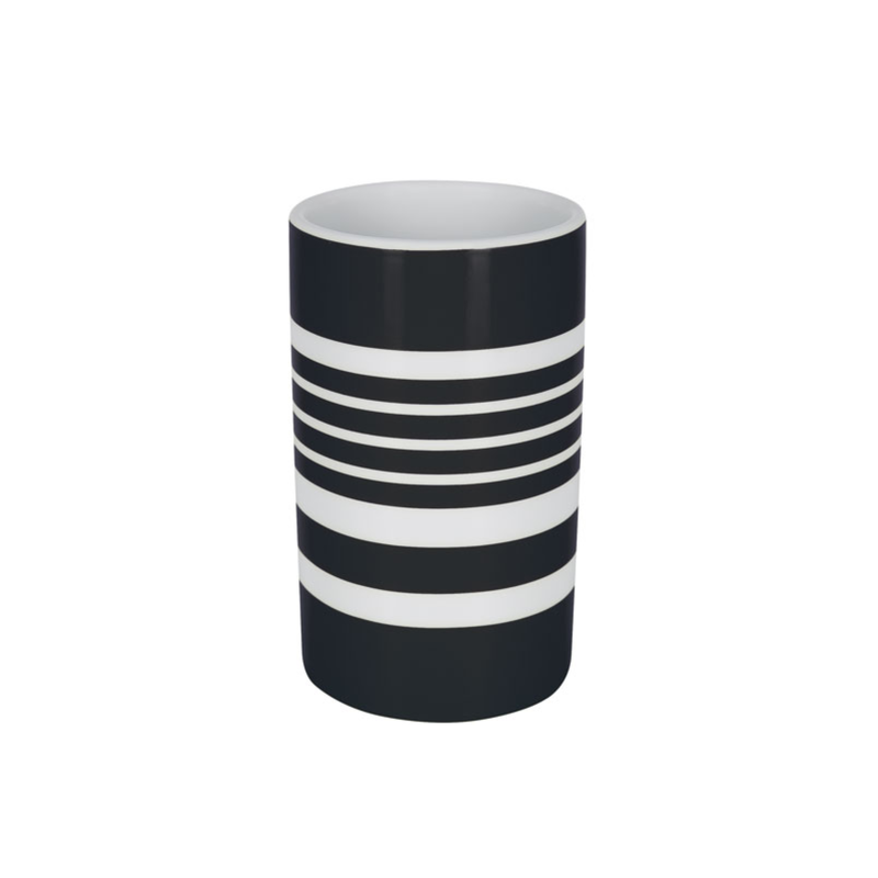 Gobelet Porcelaine TUBE-STRIPES Noir et blanc Spirella