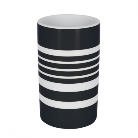 Vaso de porcelana  TUBE-STRIPES negro Spirella