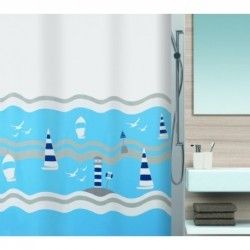 Spirella Rideau de douche Polyester DEL MAR Bleu (LIFESTYLE) 180x200cm