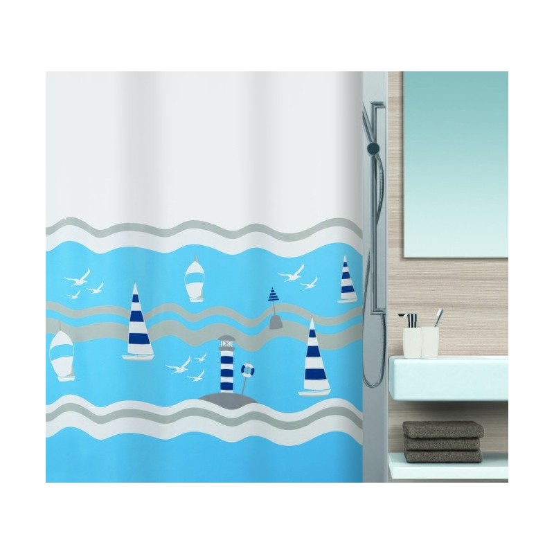 Spirella Duschvorhang Polyester DEL MAR Blau (LIFESTYLE) 180x200cm