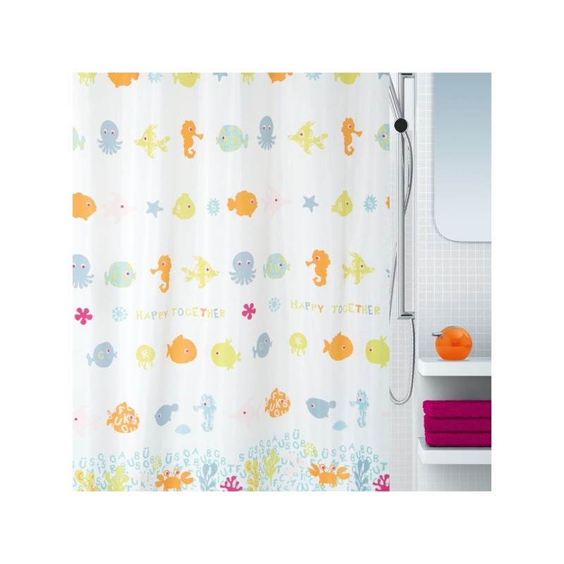 Tenda da doccia Poliestere HAPPY FISH 180x200cm Spirella multicolore