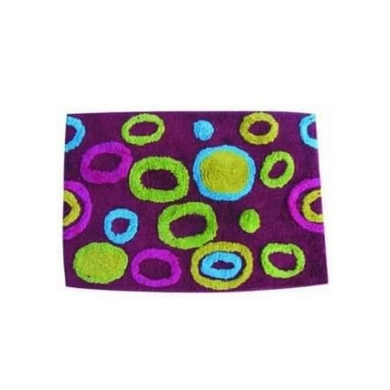 Alfombra de baño de algodón 40x60 cm estampado redondo multicolor violeta MSV
