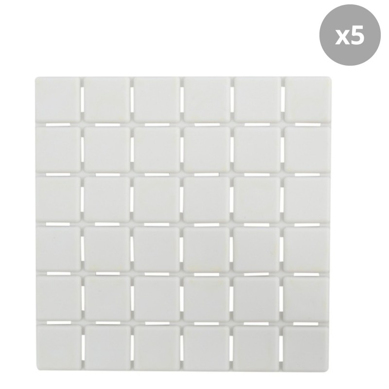 spirella Lot de 5 Tapis antidérapants de douche ou baignoire Caoutchouc QUADRO 13x13cm Blanc MSV