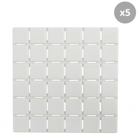 Juego de 5 figuras antideslizantes Goma QUADRO 13x13cm Blanco MSV