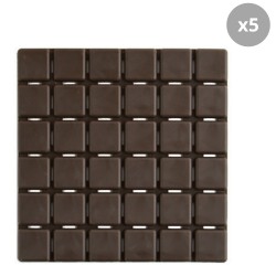 MSV Lot de 5 Tapis antidérapants de douche ou baignoire Caoutchouc QUADRO 13x13cm Chocolat