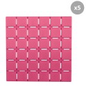 Lot de 5 Tapis antidérapants de douche ou baignoire Caoutchouc QUADRO 13x13cm Fushia MSV
