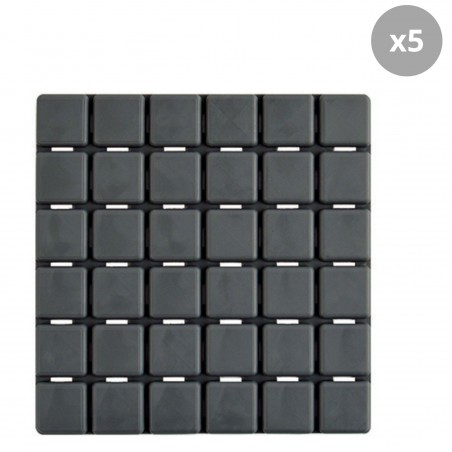 Juego de 5 figuras antideslizantes Goma QUADRO 13x13cm Gris MSV