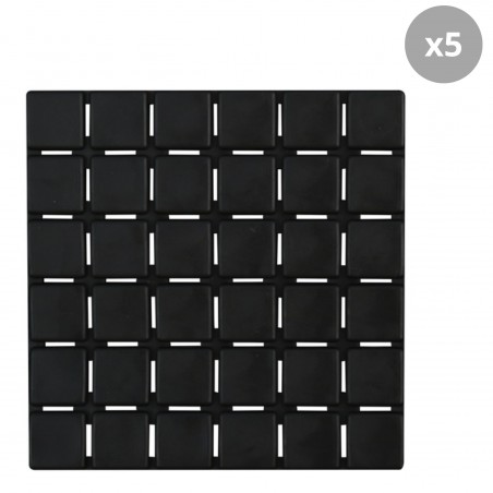 Set mit 5 rutschfesten Dusch- oder Badematten aus Kautschuk QUADRO 13x13cm Schwarz MSV