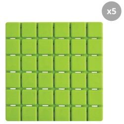 Lot de 5 Tapis antidérapants de douche ou baignoire Caoutchouc QUADRO 13x13cm Pistache MSV
