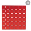 Lot de 5 Tapis antidérapants de douche ou baignoire Caoutchouc QUADRO 13x13cm Rouge MSV
