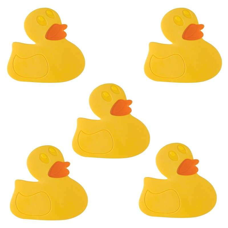 Set of 5 non-slip shower or bathtub figurine stickers PVC DUCK Yellow Spirella