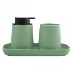 Lot de 3 accessoires de salle de bain en céramique MAONIE Vert Basil MSV