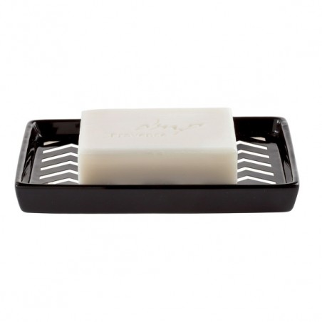 Porte savon Céramique WAVE Noir & Blanc Spirella