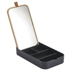 Miroir & Boîte à bijoux Bambou & PS carré ALAIS Noir Spirella