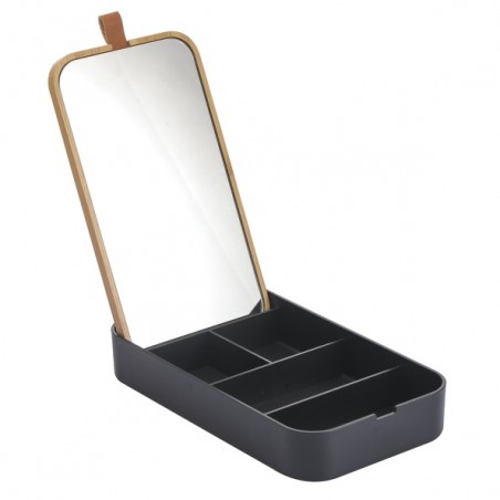 Miroir & Boîte à bijoux Bambou & PS carré ALAIS Noir Spirella
