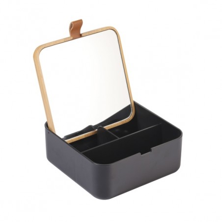 Miroir & Boîte à bijoux Bambou & PS carré ALAIS Noir Spirella