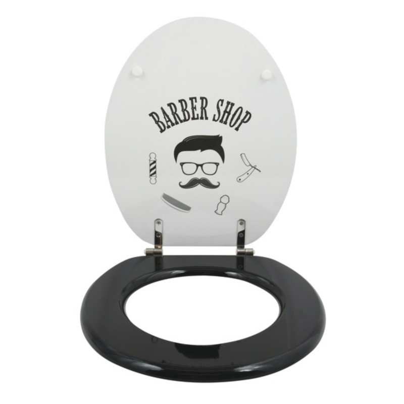 Sedile WC MDF Barber Grey & Black - Cerniere MSV in acciaio inox