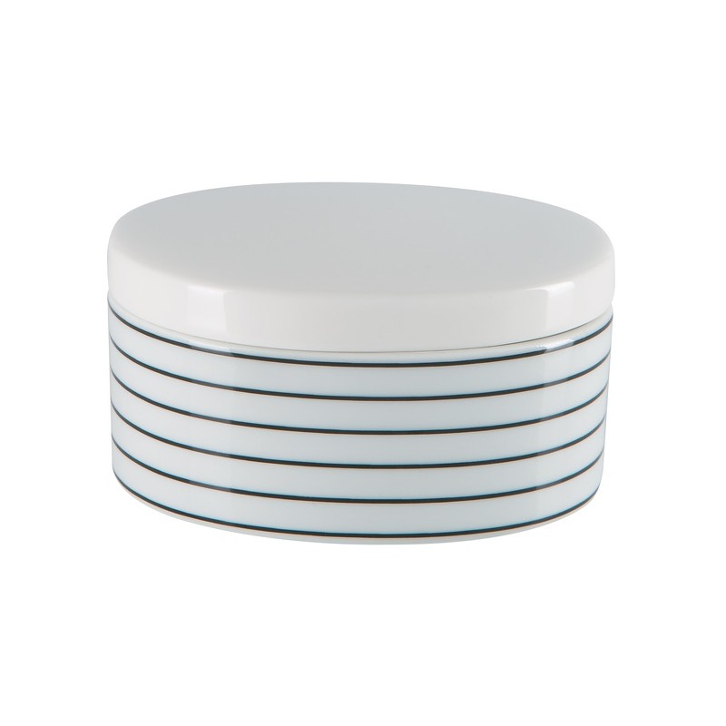 Boite à  cotons Porcelaine VISBY Noir & Blanc Spirella