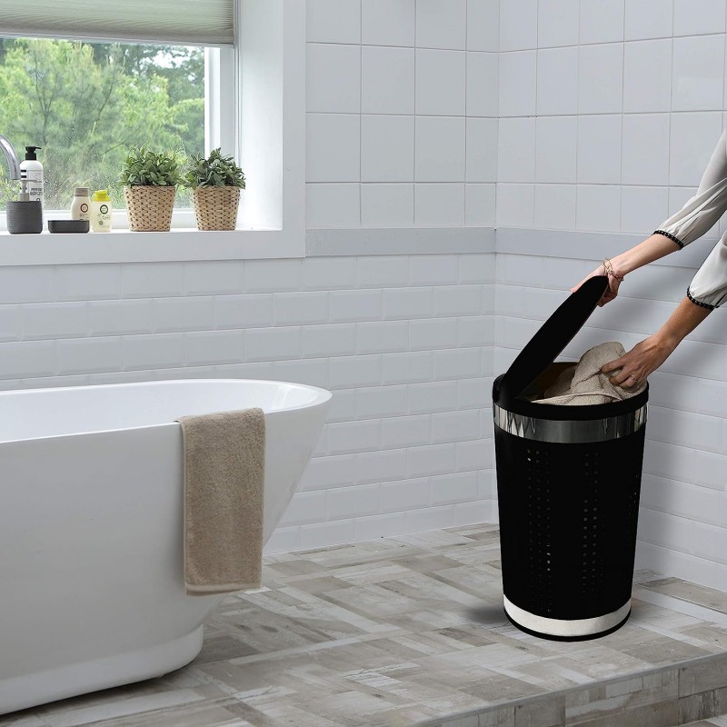 46L laundry basket with black stainless steel cushion cover MSV