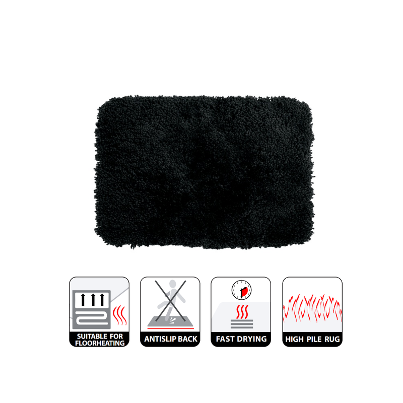 Tapis de bain Microfibre HIGHLAND 80x150cm Noir Spirella