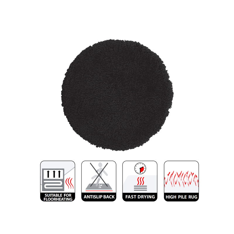Alfombra de baño de microfibra HIGHLAND ø60cm Negro Spirella