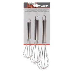 Set of 3 MSV stainless steel kitchen whisks