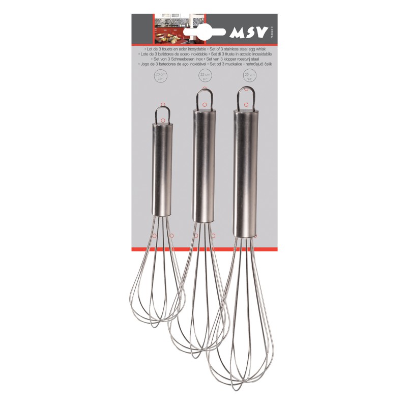 Set 3 fruste da cucina in acciaio inox MSV